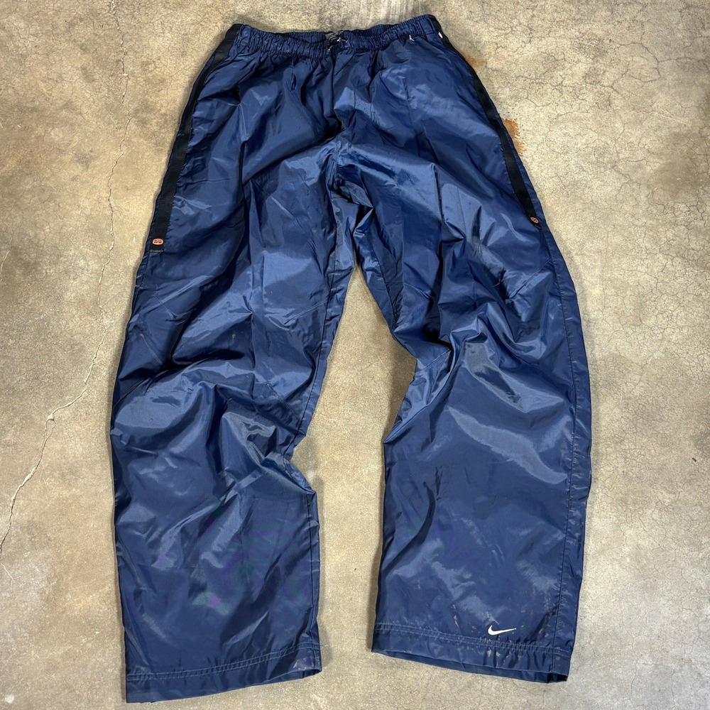 Vintage Nike Men's Large Navy Blue Nylon Mesh Lined Windbreaker Track Pants